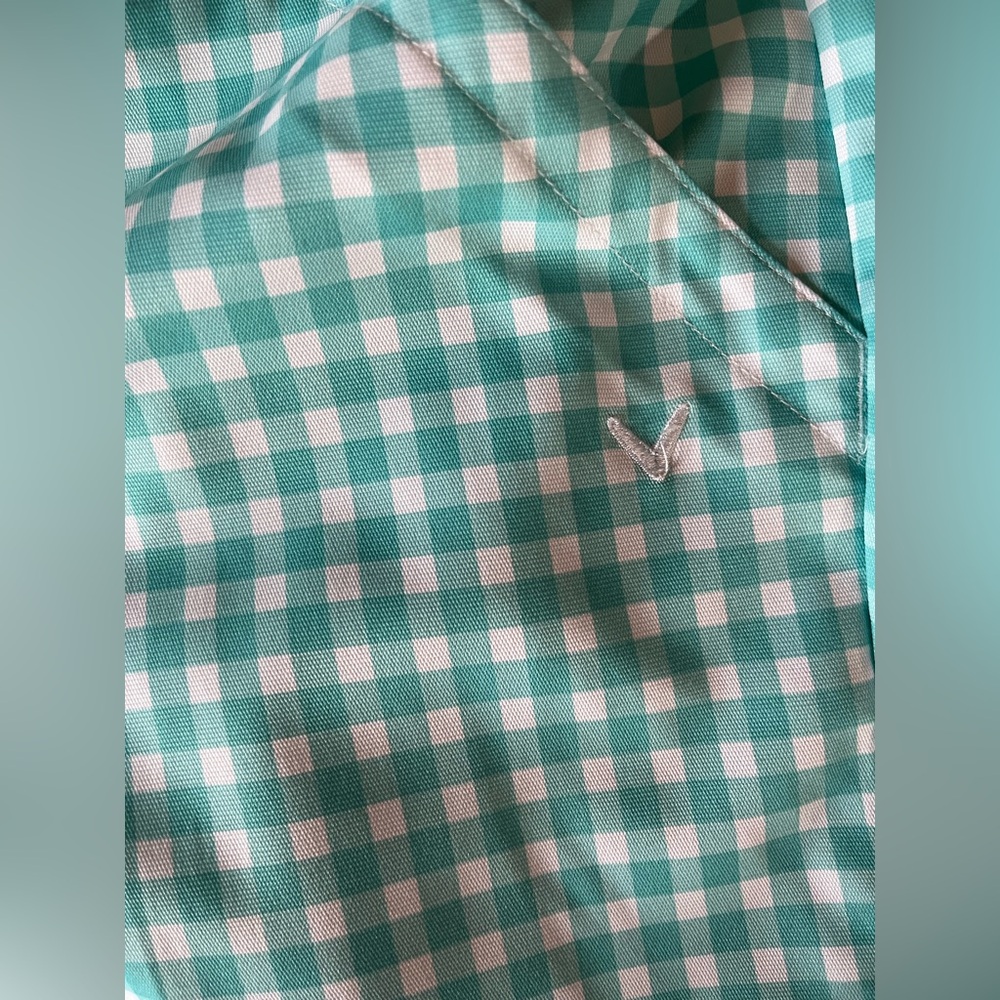 Women’s Callaway Opti-Dri Teal White Checkered Gingham Golf Shorts size 6 - Picture 3 of 5